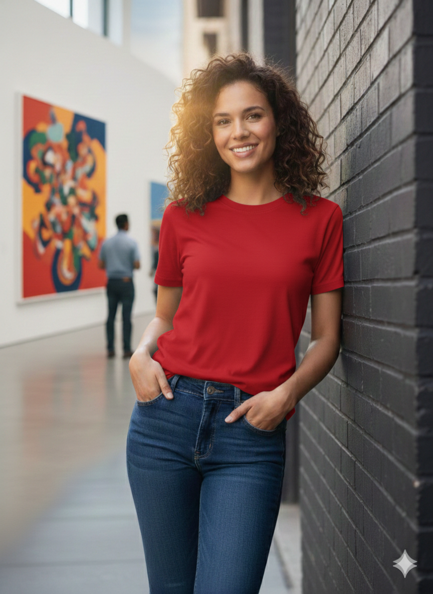 Red Plain Cotton T-shirt