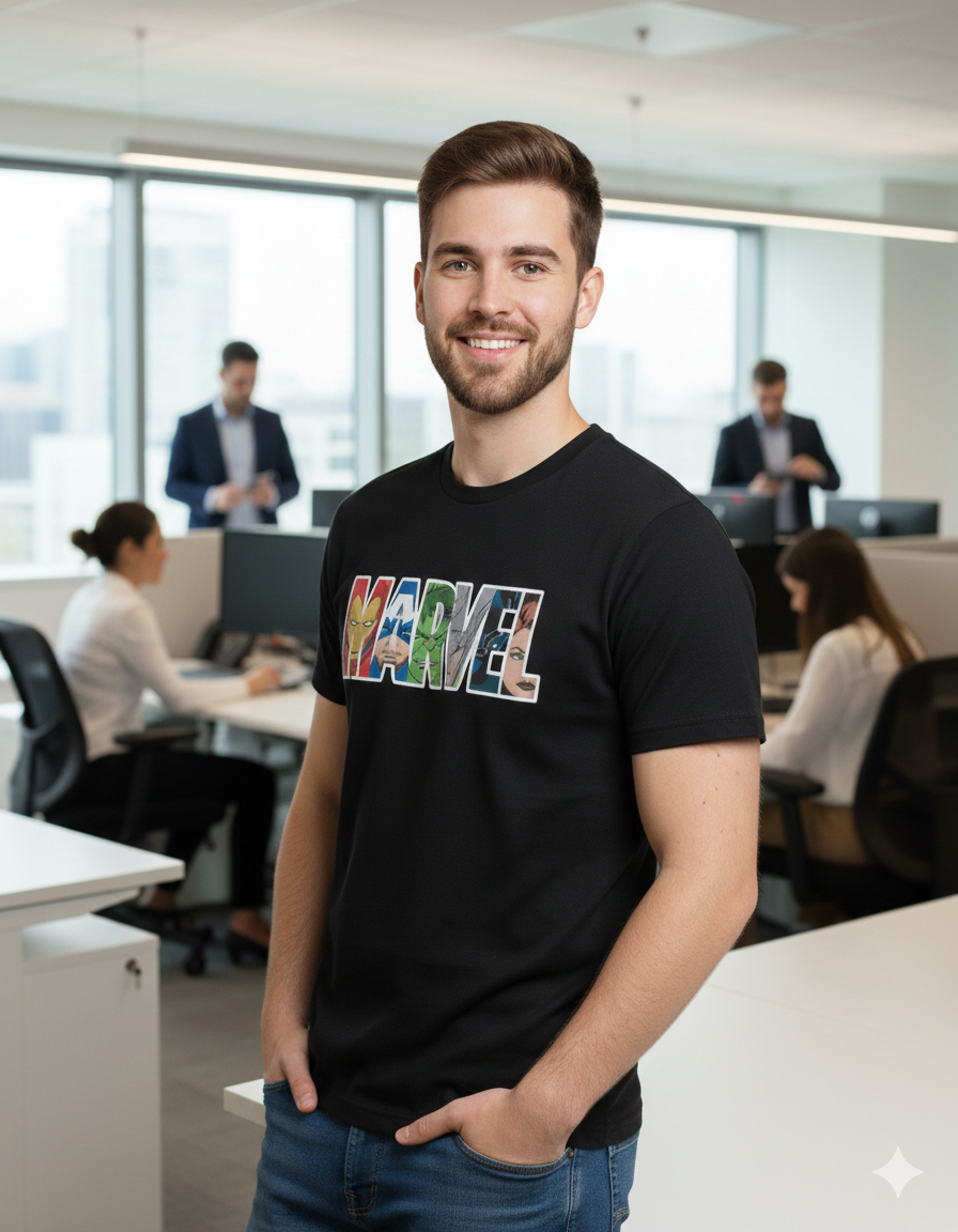 Men’s Regular Fit Minimal Print Cotton T-Shirt